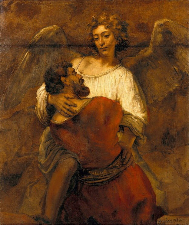 Jacob Wrestling with the Angel by Rembrandt circa 1659